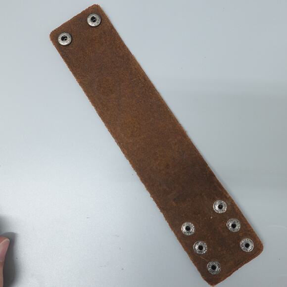 Brown Leather Bracelet w/ Flame & Skulls Embossed SL-24 - Picture 4 of 4